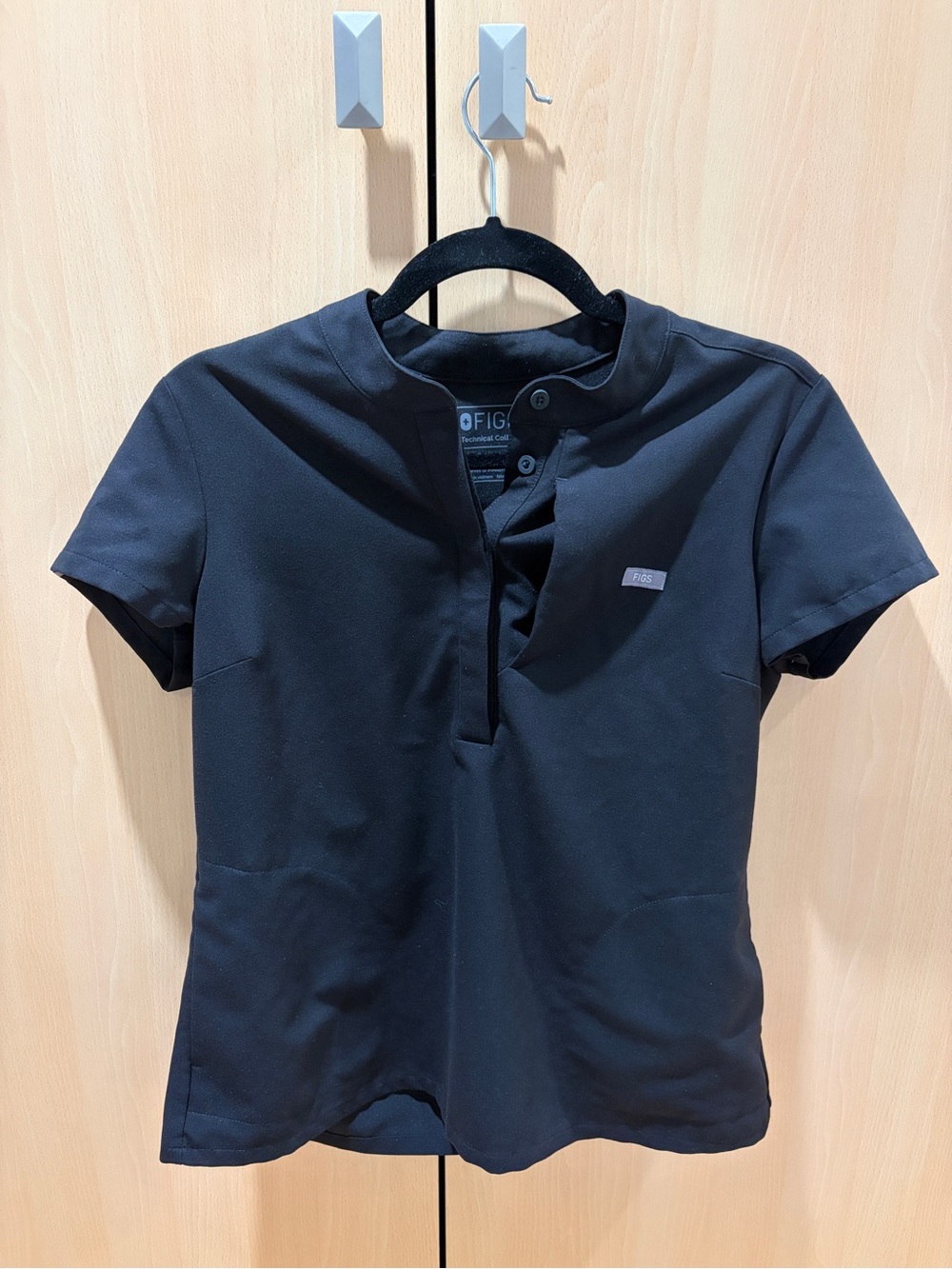 Figs Black Francisca Henley Scrub Top